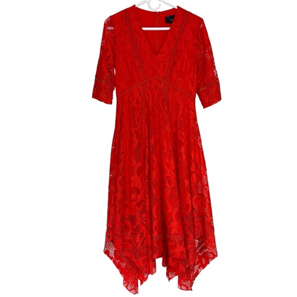 Taylor Orange Fit & Flare Lace Dress - Picture 2 of 8